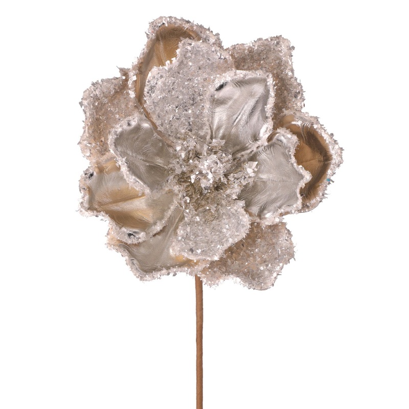 24 Metallic Ice Flakes Magnolia Stem