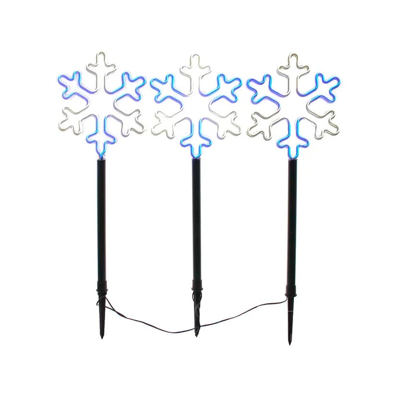 26 Multi-Function LED Snowflake Yard Stakes