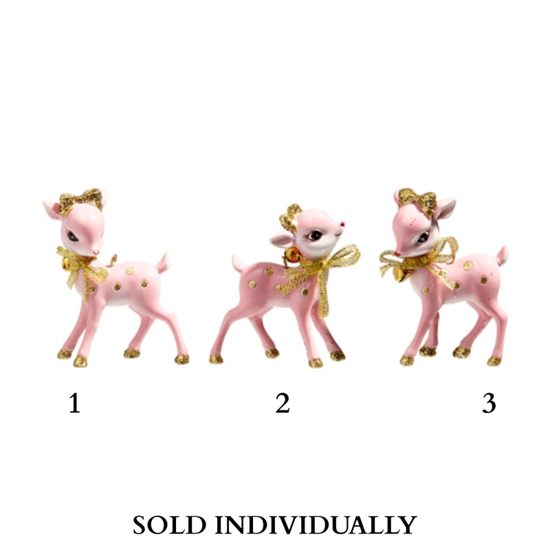 3 Vintage Pink Deer Ornament (3 Styles – Sold individually)