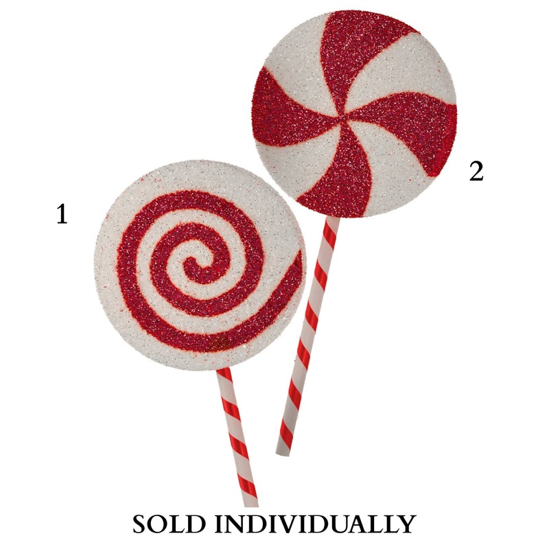 36 Tinsel Glitter Foam Lollipop (Red/White) (2 Styles – Sold Individually)