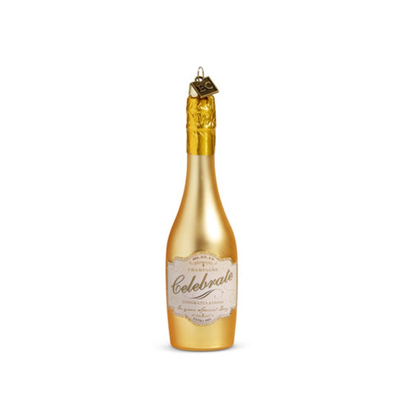 5.75 Congratulations Gold Champagne Ornament