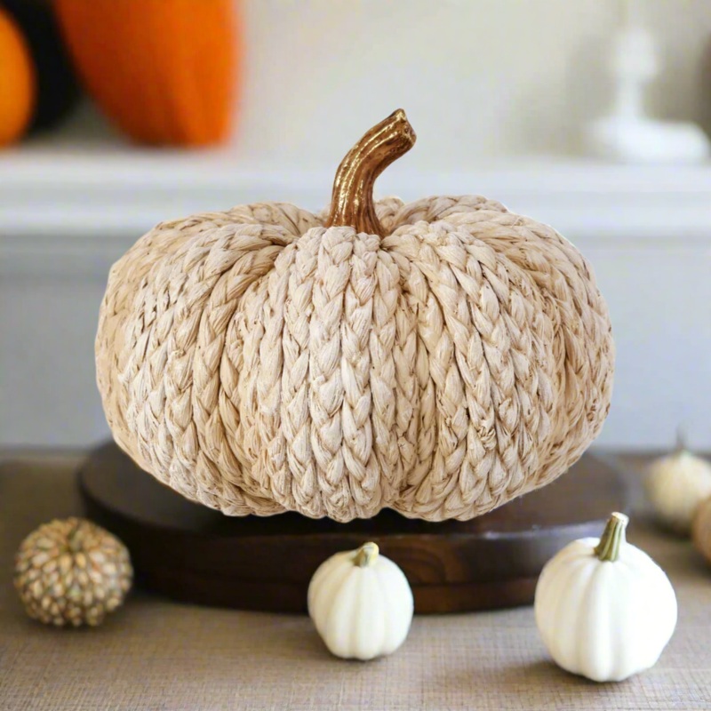 6 Resin Rattan Weave Pumpkin