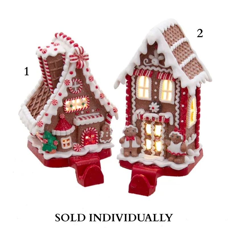 Battery-Operated LED Gingerbread House Stocking Hangers (2 Styles  Sold individually)