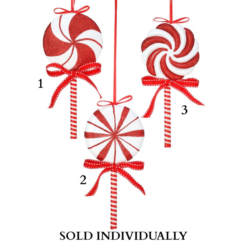 Peppermint Lollipop Ornament, 3 (3 Styles – Sold Individually)
