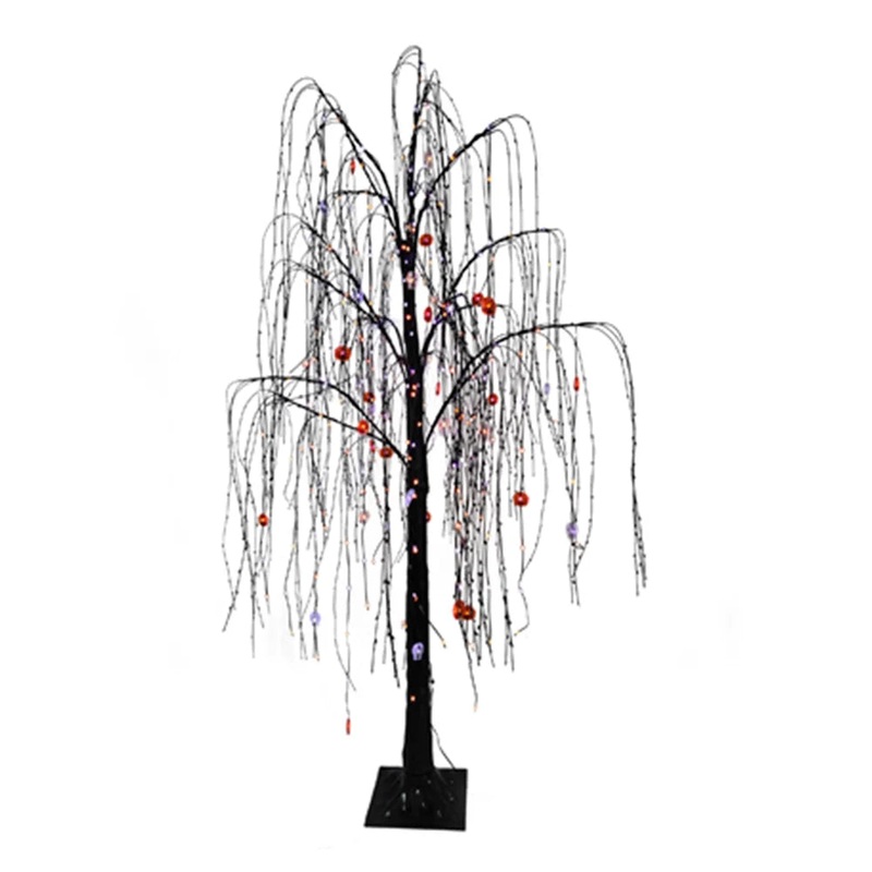 Pre-Lit Decorated Halloween Willow Tree, 6′