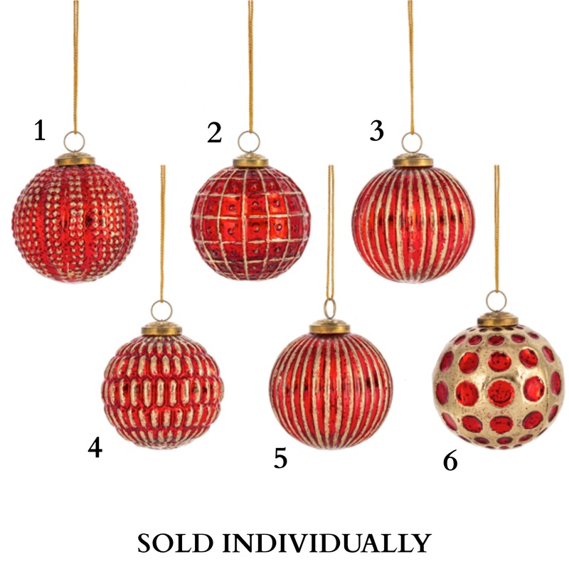 Textured Cranberry Kugel Ball Glass Ornaments (6 Styles – Sold Individually)