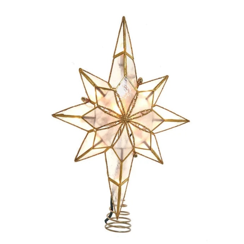 10-Light Gold Glittered Capiz Bethlehem Star Treetop, 11.42 (UL)