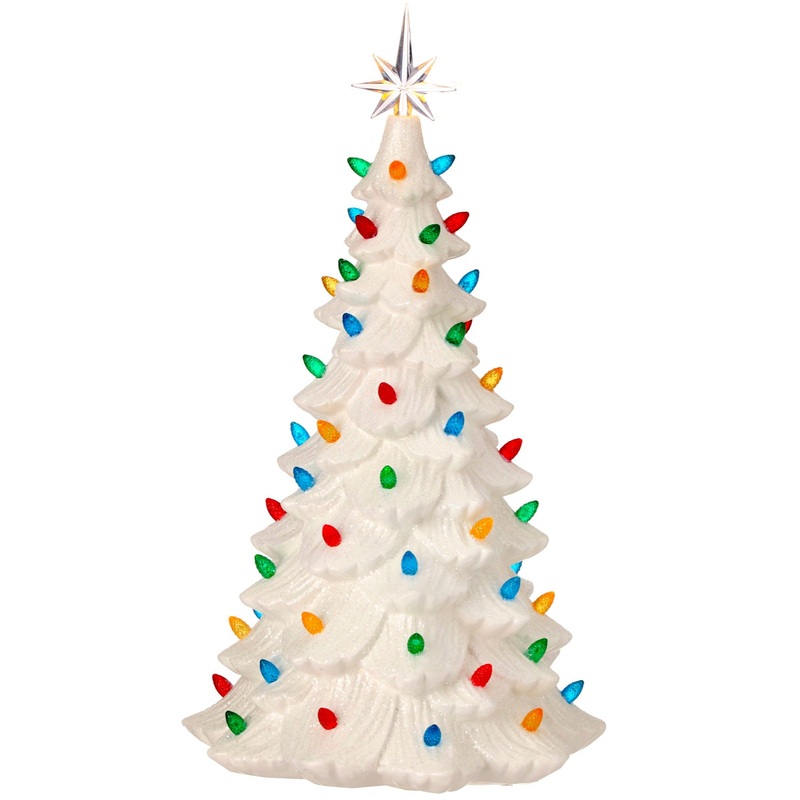 17 LED Porcelain Glittered Lighted Tree