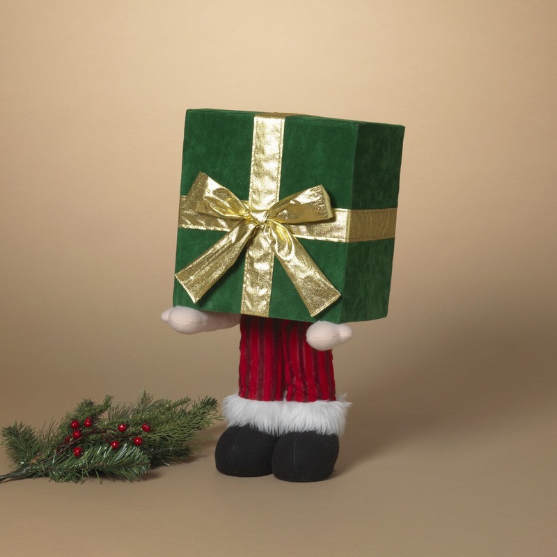 18.5H Animated Fabric Gift Box Figurine