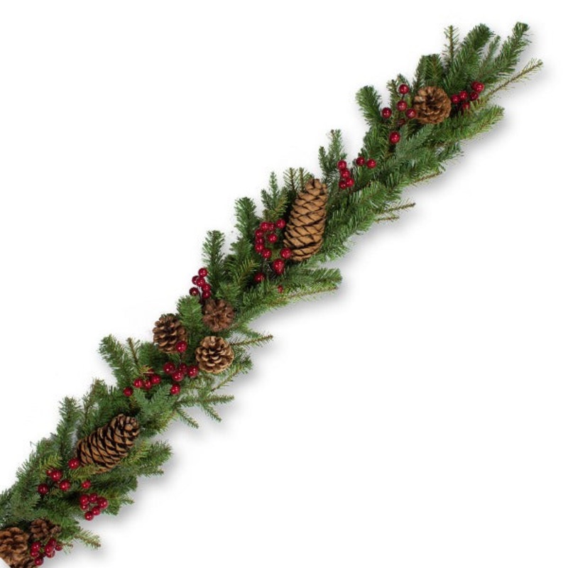 6 Mixed Pine Garland w/ Red Berries & Pine Cones