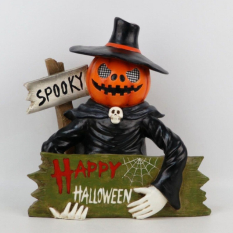 Halloween Jack o’Lantern Pumpkin Man w/Halloween Sign (LCD Eyes)