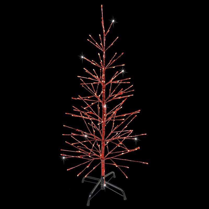 LED 4′ Red Twig Tree with Red Tape