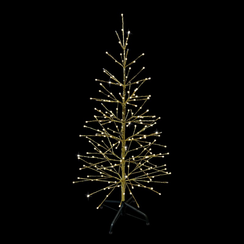 LED 4′ Warm White Twig Tree with Gold Tape