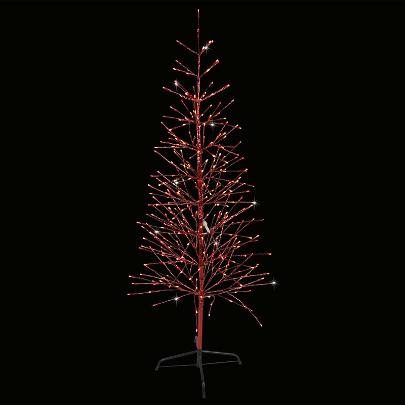 LED 5.5′ Red Twig Tree with Red Tape