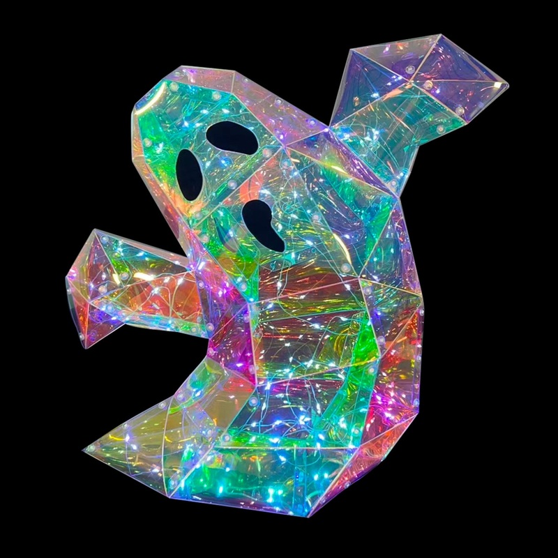 Prismatic Iridescent Halloween Ghost (White fairy lights) 13.8