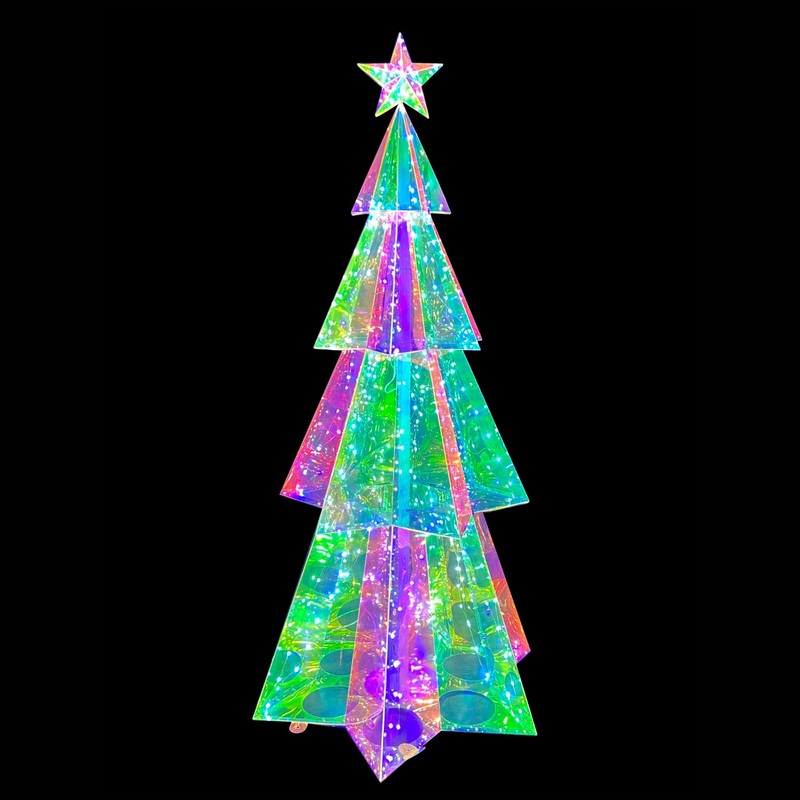 Prismatic Iridescent Layered Traditional Christmas Tree, 70