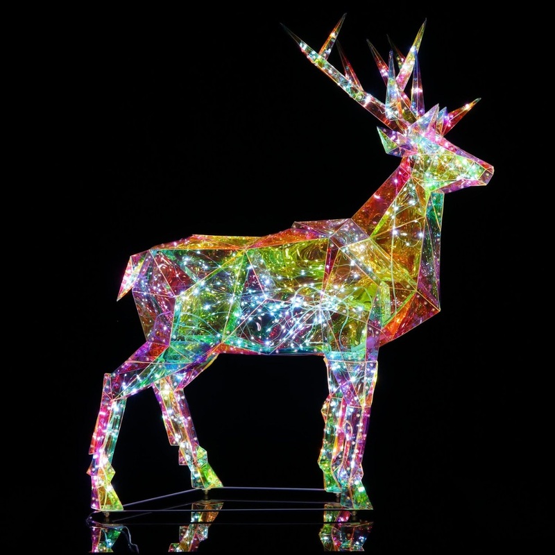 Prismatic Iridescent Medium Christmas Reindeer, 35.4