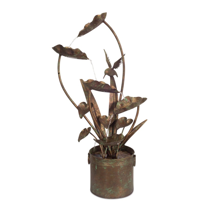 Anthurium and Hummingbird Fountain w/Pump, 39.5