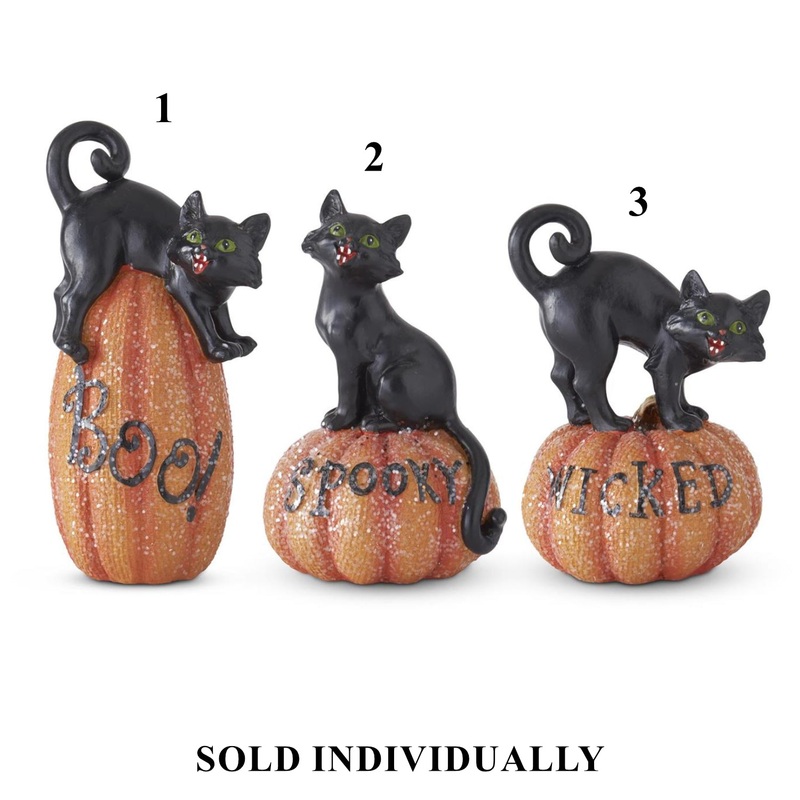 Black Cats on Glittered Pumpkins (3 styles – sold individually)