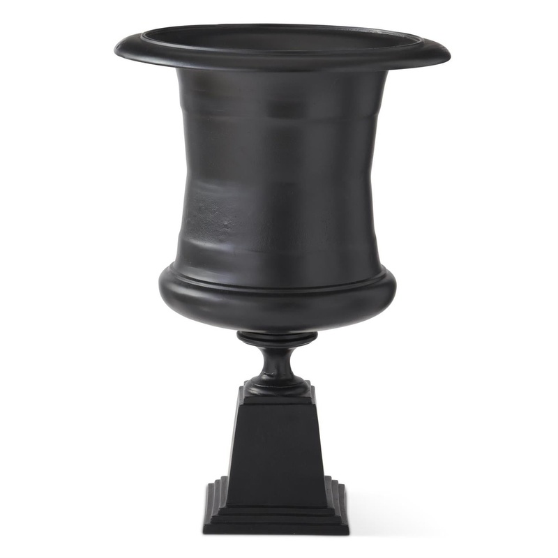 Matt Black Tall Cast Urn, 33.75