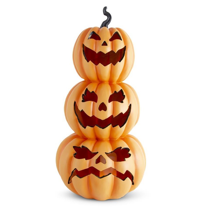 Orange Resin LED Flicker Flame 3 Stack Jack-O’-Lanterns, 30 (Pick up only)