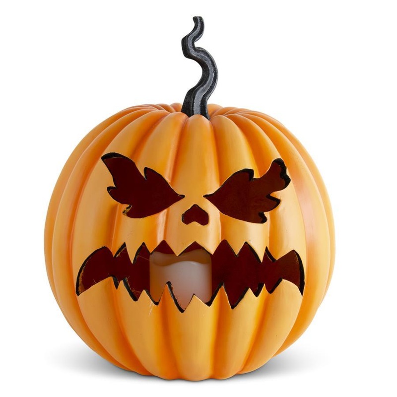 Orange Resin LED Flicker Flame Jack O Lantern, 15.5p