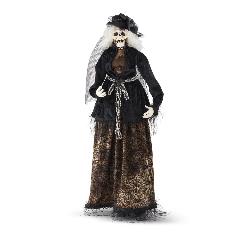 Posable Sitting Halloween Zombie Lady w/Top Hat, 34