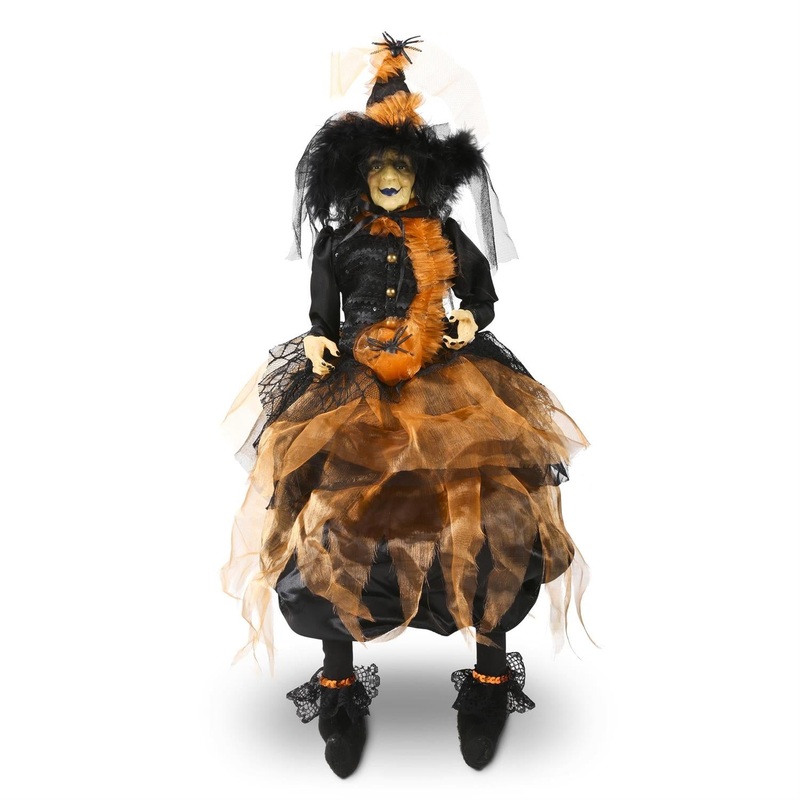 Sitting Tabitha Witch w/Hat & Orange Dress, 26