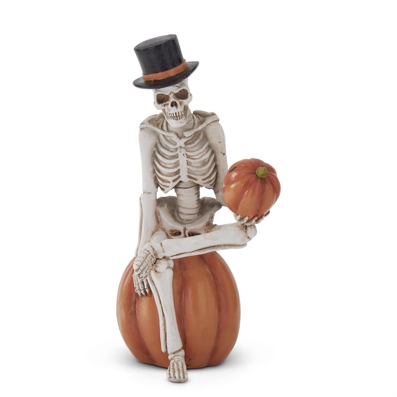 Skeleton Man on Pumpkin, 9.25