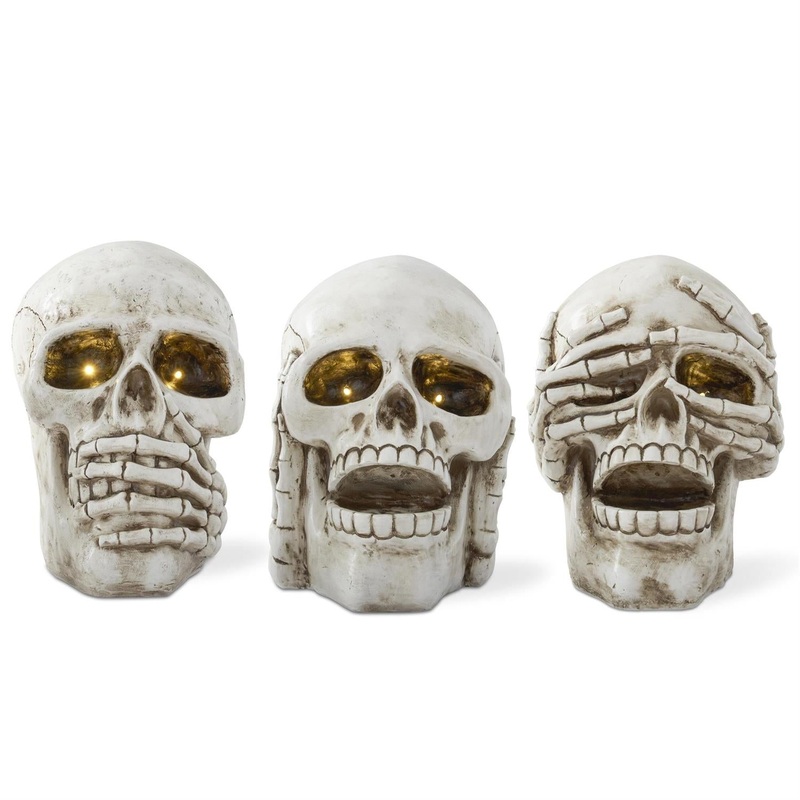 Speak No Evil Resin LED Skulls (Set of 3)