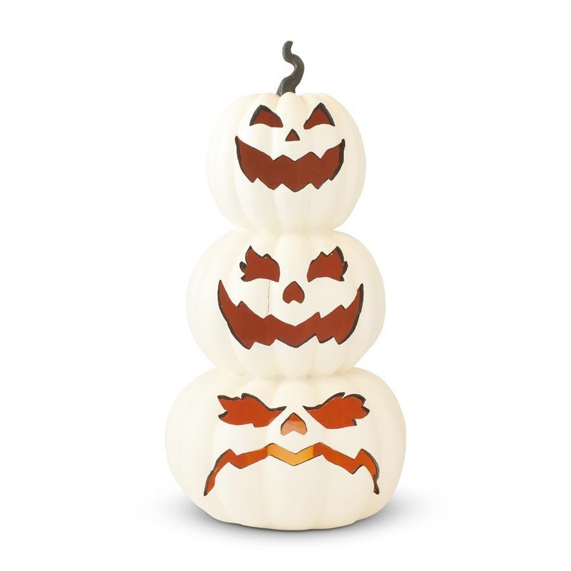 White Resin LED Flicker Flame 3 Stack Jack-O’-Lanterns, 30 (Pick up only)