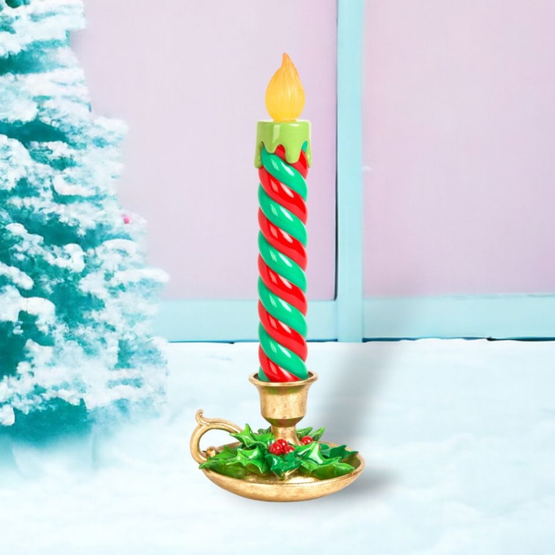 17.5 Green Stripe LED Candlestick