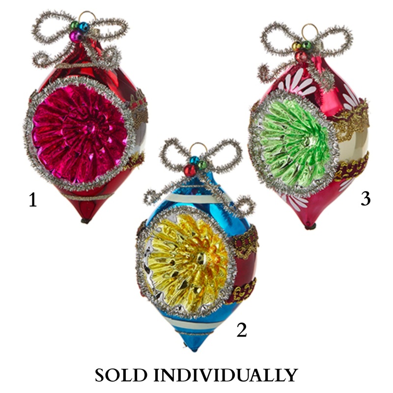 5.25 Vintage Tinsel Ornament (3 Styles – Sold individually)