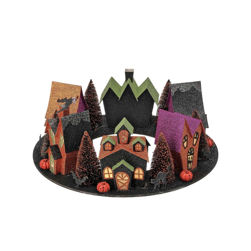 Cardboard LED Spooky Village Round, 12