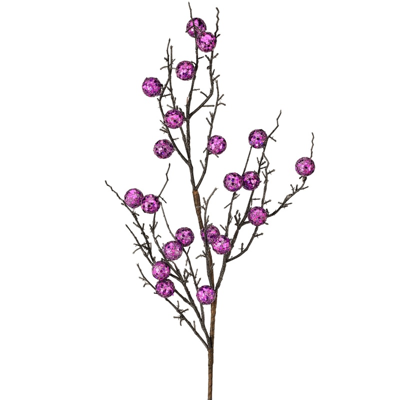 Glitter Berry Twig Spray, 31 (Black/Purple)