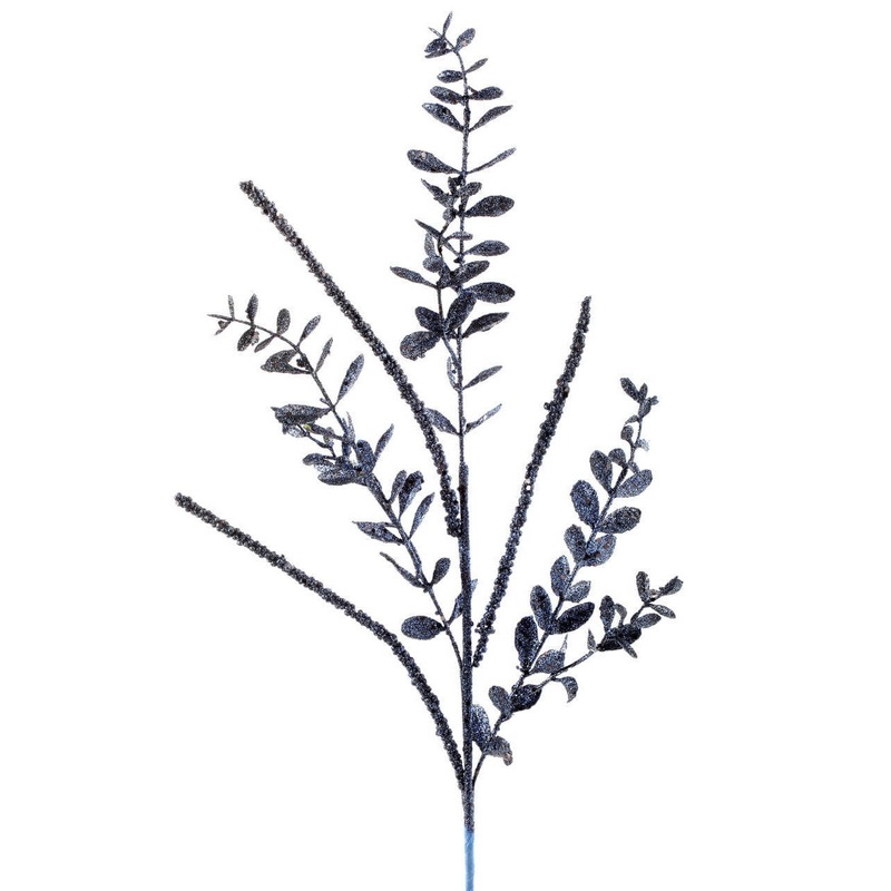 Glitter/Sequin Boxwood Berry Stick Spray, 29 (Midnight Blue)