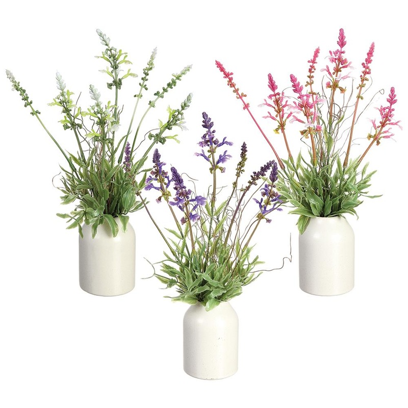 Lavender in Ceramic Vase, 12 (Set of 3)