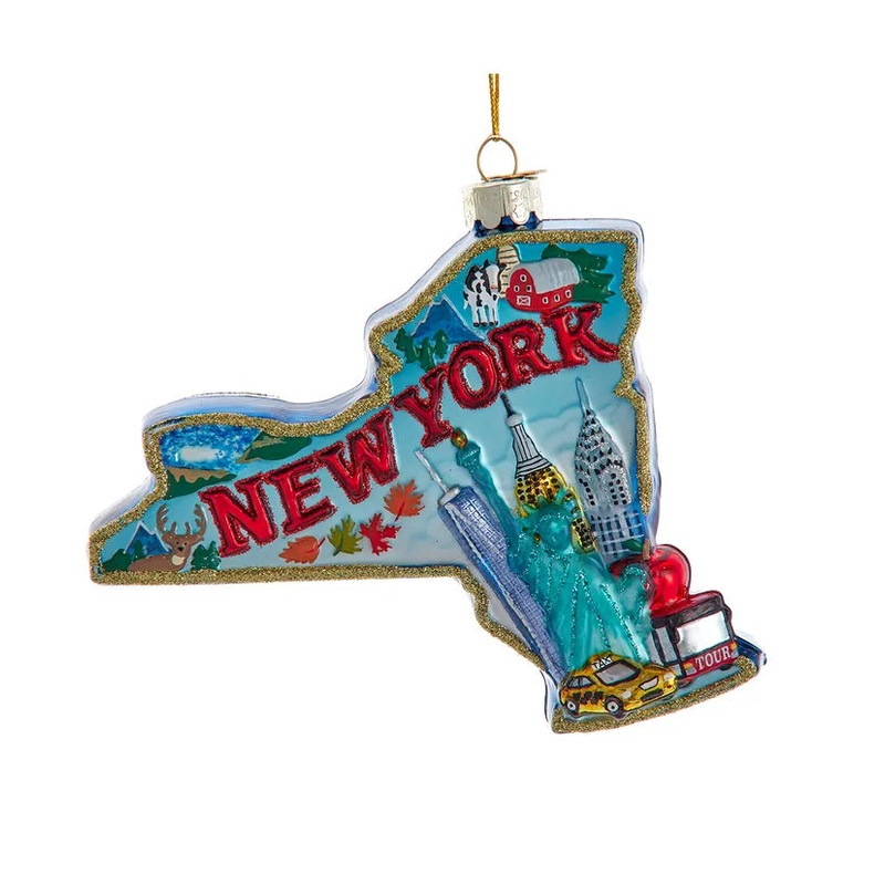 New York Cityscape Glass Map Ornament