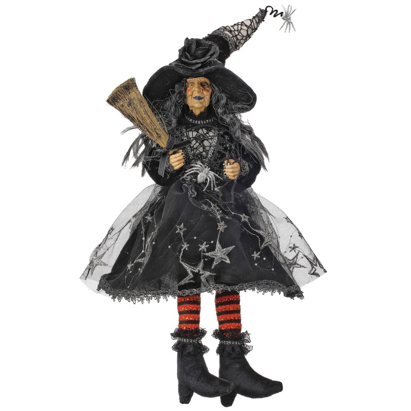 Sitting Halloween Witch w/Spider, 25
