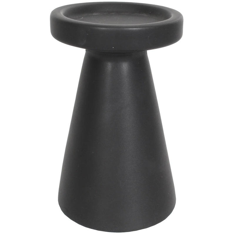 Stoneware Pillar Candle Holder, 4.25 x 8 (Charcoal Matte)