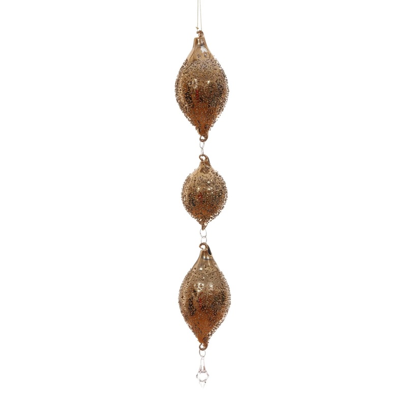 3 Tiered Tear Drop Hanger Ornament, 19 (Gold)