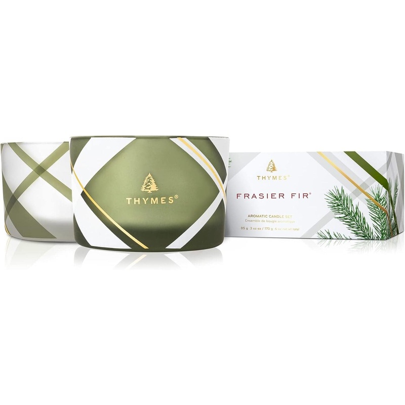 Frosted Plaid Frasier Fir Candles, 3 oz (Set of 2)