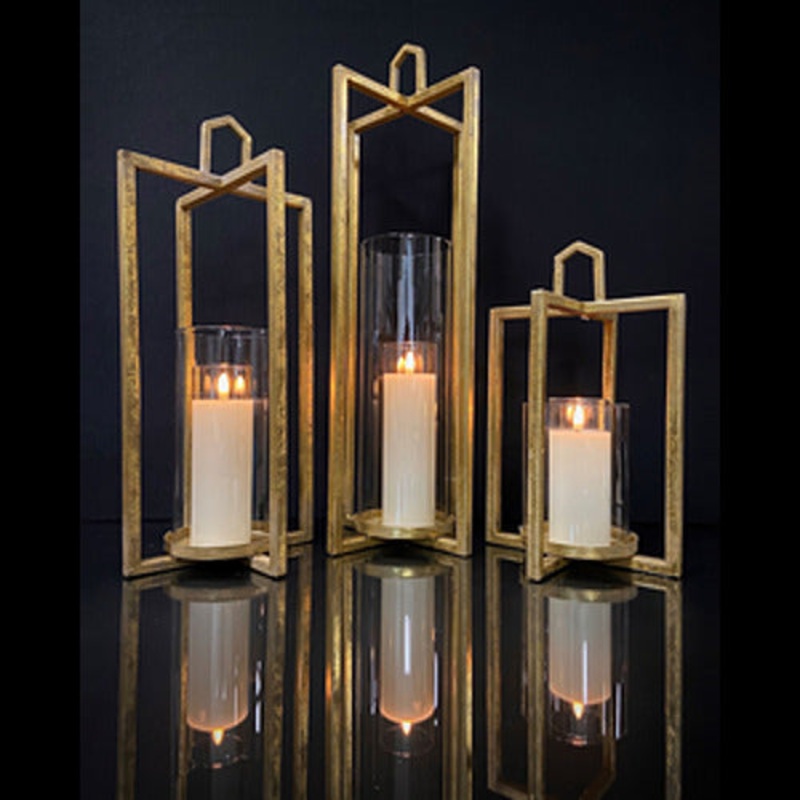 Madison Open Concept Matte Gold Lanterns, 11 – 18.5 (Set of 3)