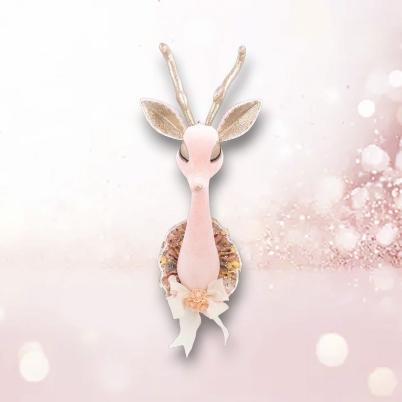 Pink Deer Head Wall Mount, 22