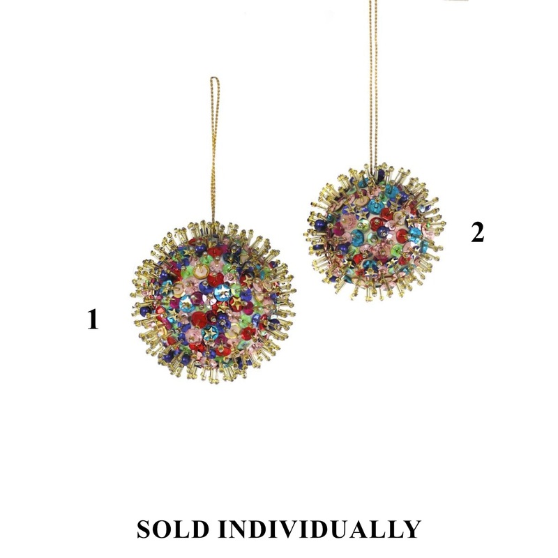 Sequin Bauble Ornament, 3.25 – 4 (2 styles – sold individually)