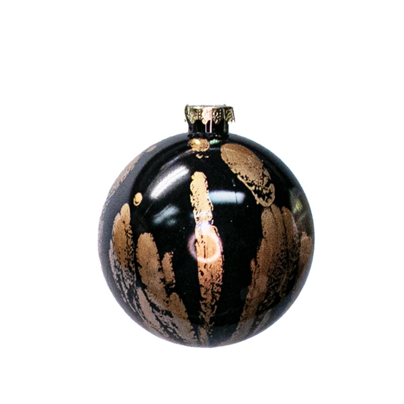 Shatterproof Black Marble Ball Ornament, 4 (100MM)