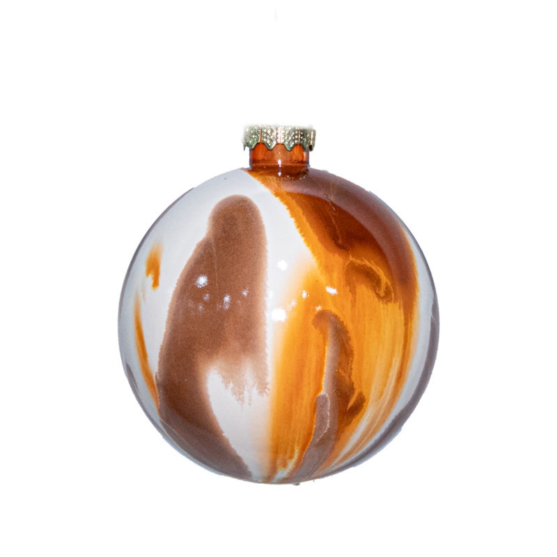 Shatterproof Brown Marble Ball Ornament, 4 (100MM)