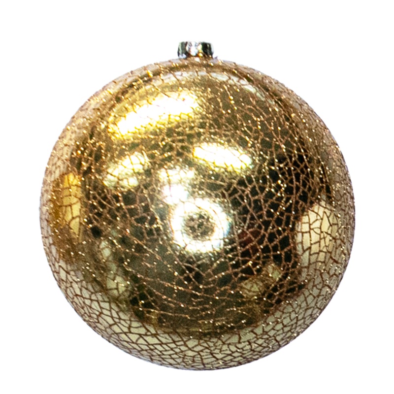 Shatterproof Gold Cracked Ball Ornament, 8 (200MM)