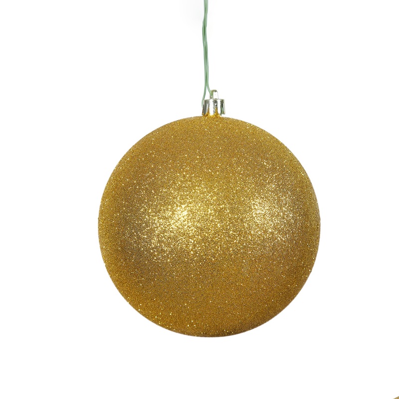 Shatterproof Gold Glitter Ball Ornament, 6 (150MM)