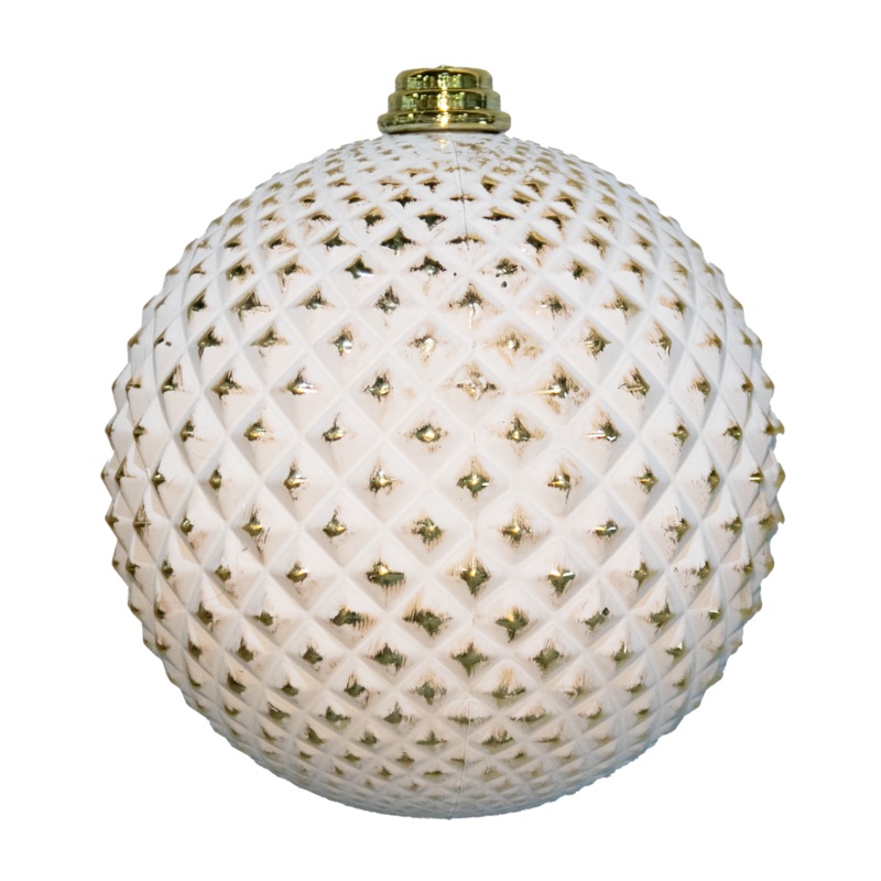 Shatterproof White And Gold Durian Ball Ornament, 6 (150MM)